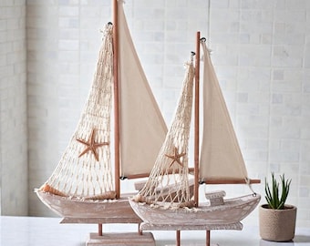 Handcrafted Wooden Sail Boat Ornament – Coastal Home Decor & Gift