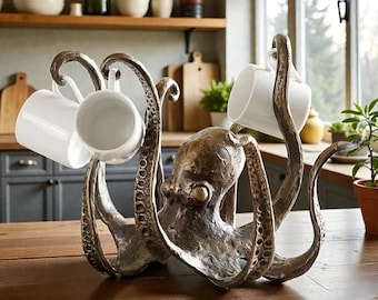 Resin Octopus Mug Holder – Nautical Home Decor Sculpture