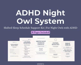Zestaw wsparcia dla osób z ADHD cierpiących na przesunięty harmonogram snu, format A4, plik PDF, wersja cyfrowa do druku