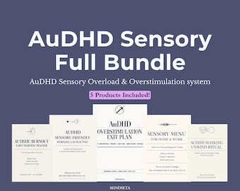 Pakiet AuDHD dotyczący przeciążenia sensorycznego | Plan wyjścia z nadmiernej stymulacji, śledzenie wypalenia, maskowanie, regeneracja, plik PDF do wydrukowania i natychmiastowego pobrania