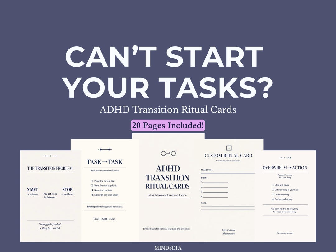 ADHD Transition and Task Switching Friction Ritual Cards Printable Pdf ...