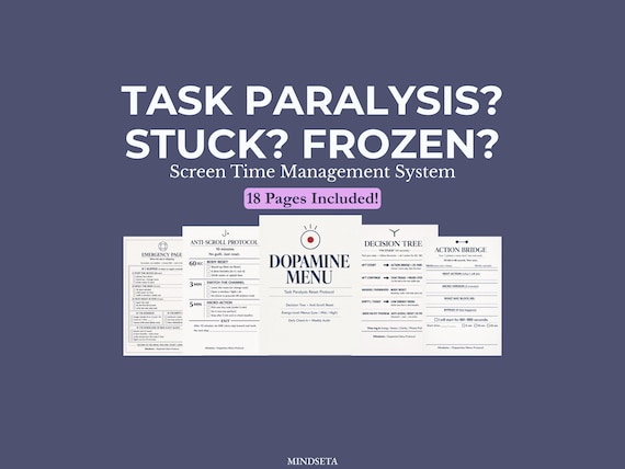 ADHD Dopamine Menu Protocol for Task Paralysis | Digital Productivity PDF Printable A4 | Executive Dysfunction System, Focus Anxiety Relief