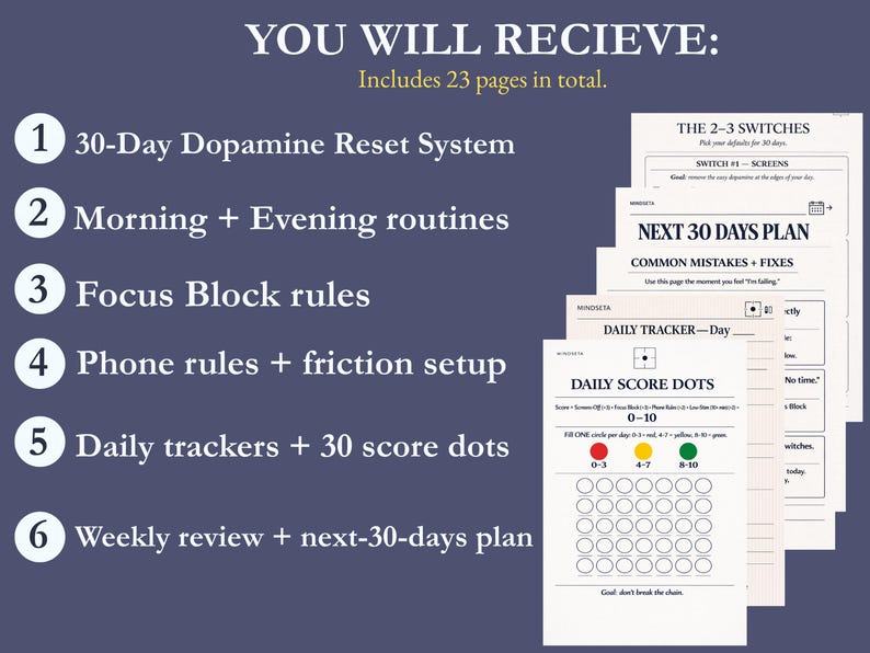 Dopamine Morning Routine 30-day Digital Detox | Screen Time Tracker + Phone Addiction Reset ...