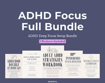 Pakiet produktywności dla dorosłych z ADHD | Planer skupienia, zeszyt ćwiczeń Pomodoro Tracker, format A4, plik PDF do druku | Tygodniowy planer skupienia