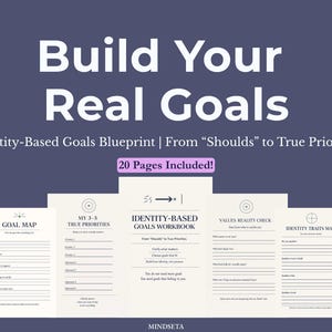 Doelenwerkboek Identiteitsgebaseerd en waarden Duidelijkheid en richting in het leven + prioriteiten Planner A4 pdf digitaal afdrukbaar