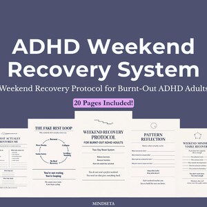 Weekend Recovery Protocol for Burn-out ADHD Volwassenen A4 afdrukbare digitale pdf