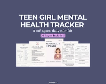Teen Girl 12-18 Mental Health Tracker For Anxiety Relief, Emotional Regulation And Daily Reflection Printable A4 PDF