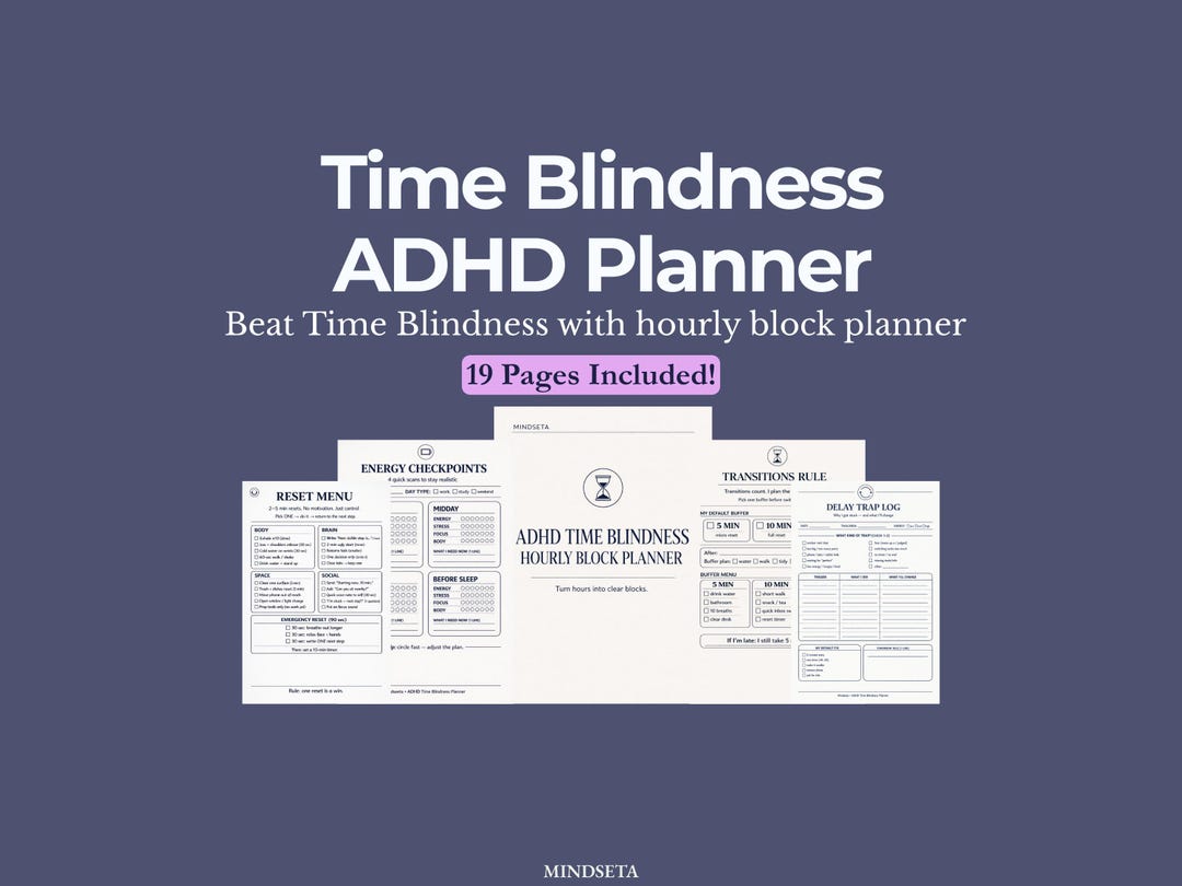 Time Blindness Planner for ADHD Adults Working From Home PDF Printable ...