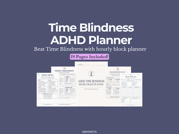Time Blindness Planner for ADHD Adults Working From Home PDF Printable | Time Management Protocol & Remote Work  Executive Dysfunction Tool