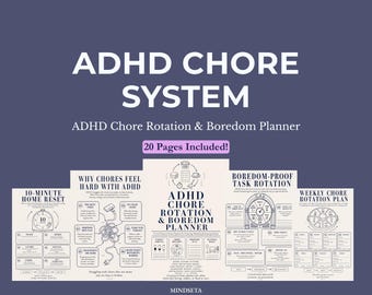 Planer rotacji obowiązków domowych dla osób z ADHD do druku | System resetowania sprzątania domu | Planer zadań odporny na nudę | Cyfrowy plik PDF