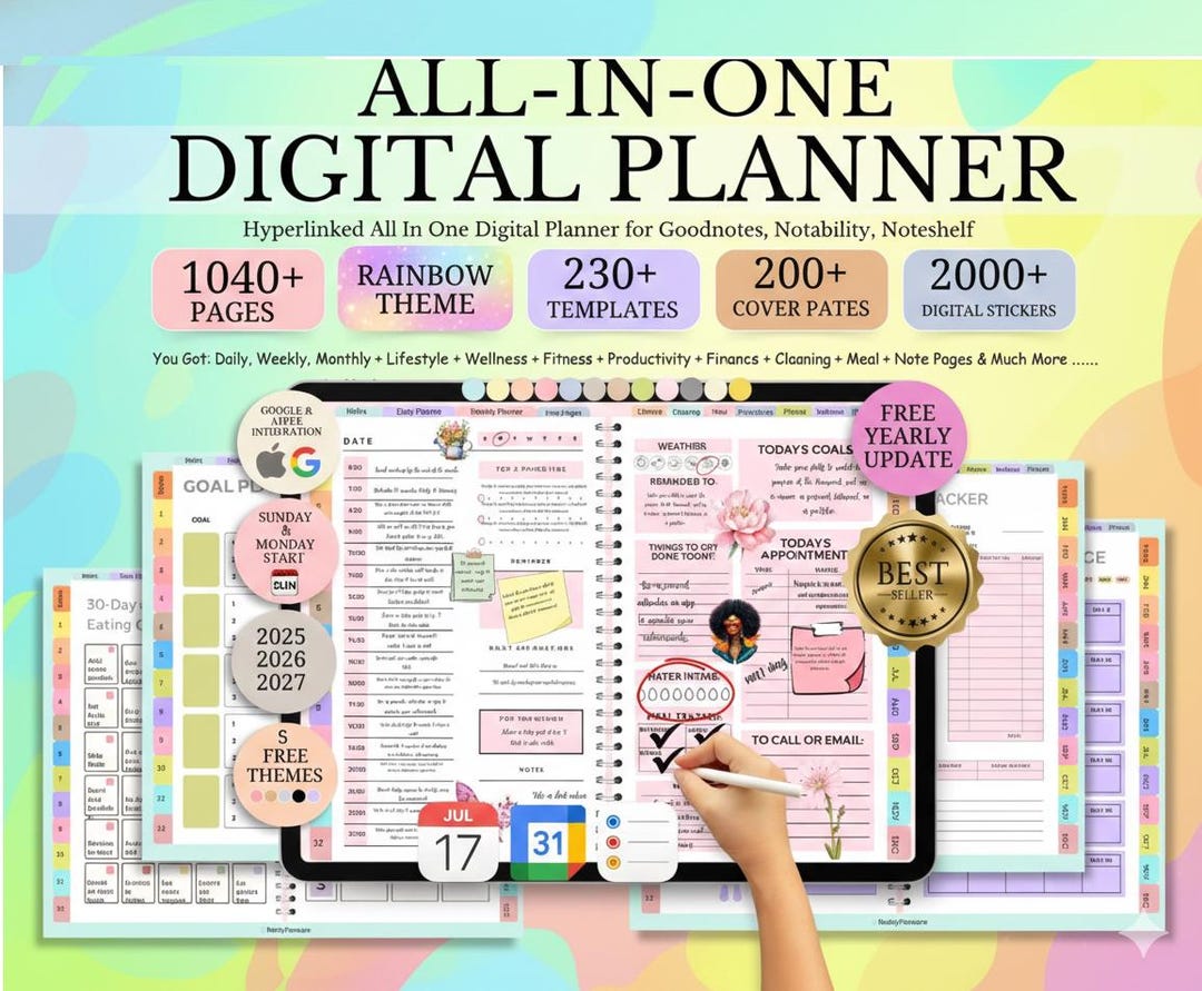2026-2028 Digital Planner | Hyperlinked Journal With Stickers (ipad ...