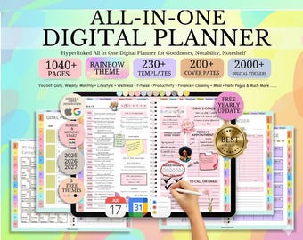 2026-2028 Digital Planner | Hyperlinked Journal with Stickers (iPad & Google Calendar Compatible) (PDF Download