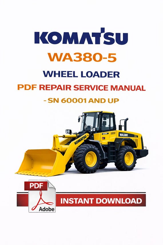 Pdf Komatsu WA380-5 Wheel Loader Repair Service Manual Sn 60001 and UP
