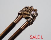 wooden hairfork with metall and glassball, brass, wood hairstick,hair fork, fork,bunholder, bridal hair jewelry, bride hairstyle, classic