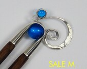 wooden hairfork with metall and glassball, brass, wood hairstick,hair fork, fork,bunholder, bridal hair jewelry, bride hairstyle, classic