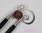 wooden hairfork with metall and glassball, brass, wood hairstick,hair fork, fork,bunholder, bridal hair jewelry, bride hairstyle, classic