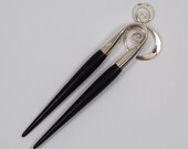 wooden hairfork with metall and glassball, brass, wood hairstick,hair fork, fork,bunholder, bridal hair jewelry, bride hairstyle, classic