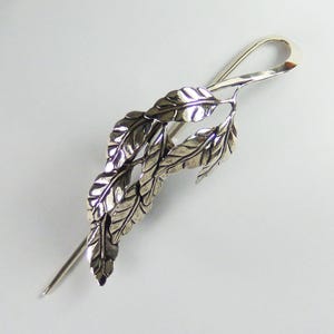 metal hairclip with leaf, hair slide,hair clipper,hair stick, hair-slide,hair pin leaf, silvered,silverplated,bunholder,wedding,french twist