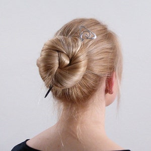 elegant hairstick, silver, wood, hair jewelry, spiral, hair pin, hair jewelry, hair pin silver, hair pin, accessory for hair, bridal jewelry