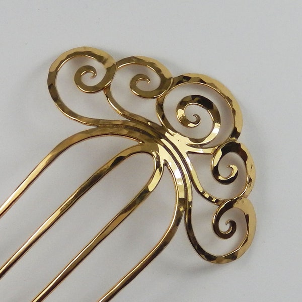 metal hair fork, brass, hammered, hairstick,hair pin ,bridal jewellery, wedding jewelry,long hair,spirals hairfork,haargabel,metal hairstick