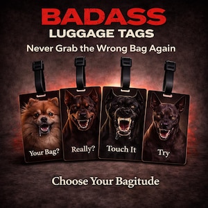 Funny Luggage Tag – Don’t Touch My Stuff – Durable PVC Travel Identifier