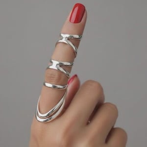 Justerbar fingerskena i sterlingsilver 925 eller brons, dubbelt band, hyperextension-stödring, snygga terapismycken
