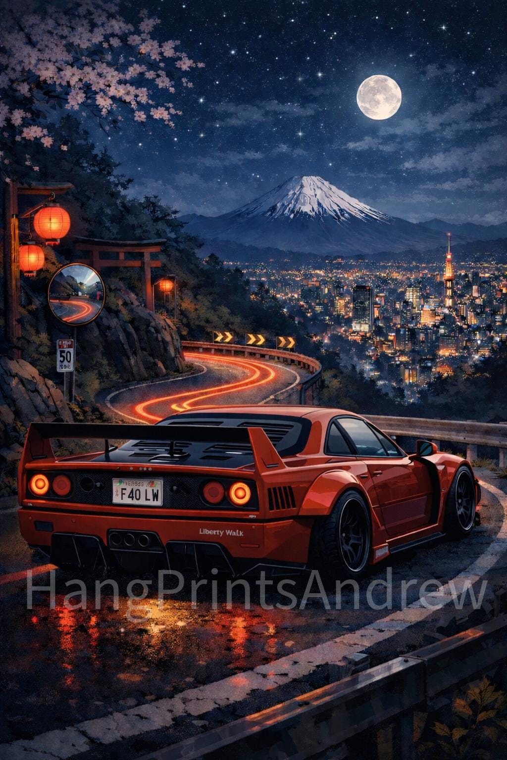 Ferrari F40 Liberty Walk - Tokyo JDM Street Racer Art Print - Etsy