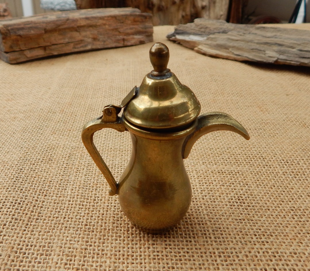 Small Brass Teapot / Miniature Brass Teapot / 3 1/2 Tall Brass Teapot