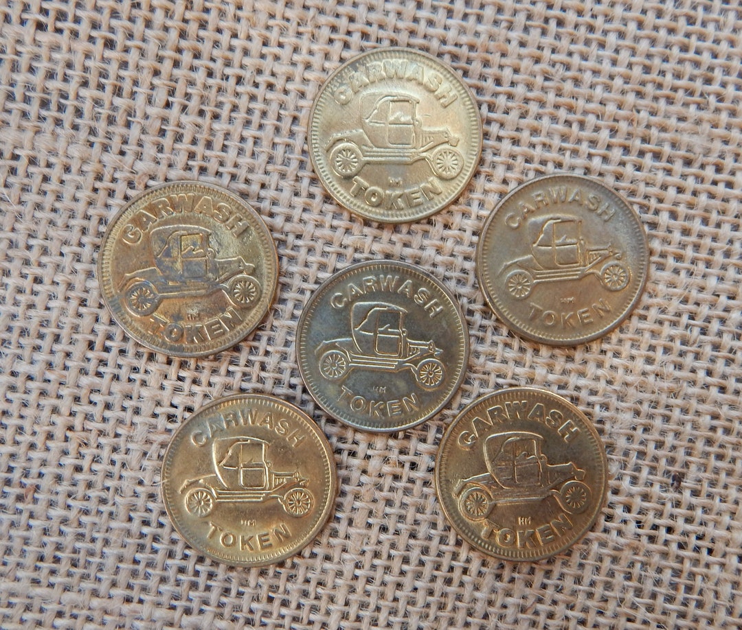 6 Model T Car Wash Tokens / 1970's Model T Car Wash Tokens / Brass