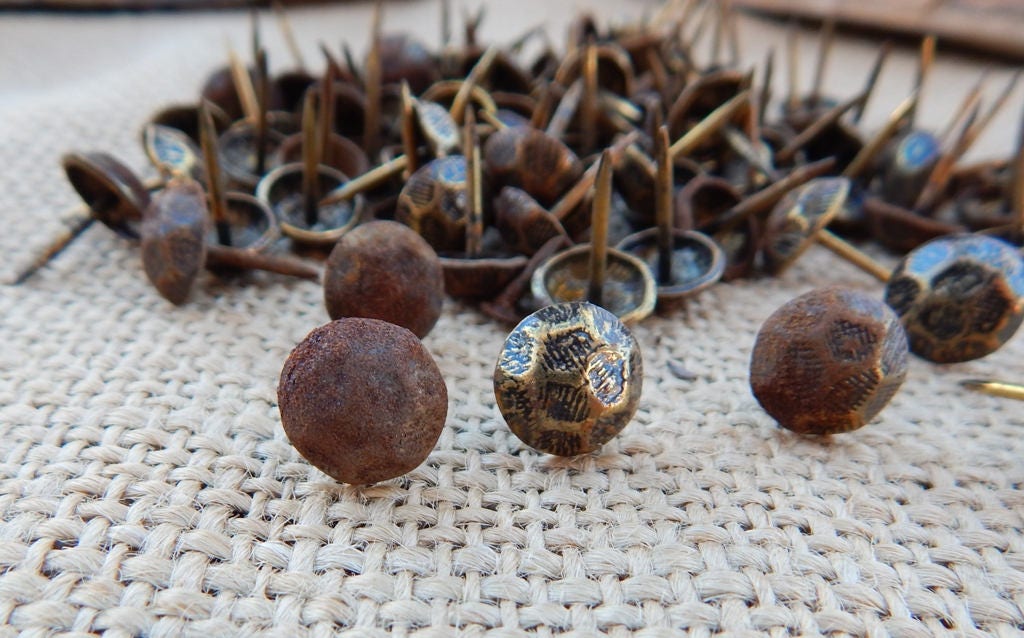 Brass Upholstery Tacks / 101 Brass Upholstery Brads / Etsy