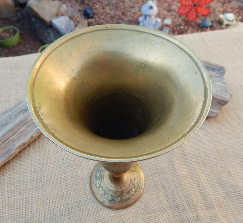 Large Brass Fully Etched Peacock & Floral Vase / Made in India Etsy