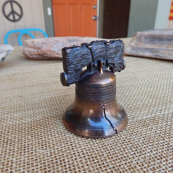 Small Copper Finish Liberty Bell Replica  ~  2 1/2"  Antique Copper Finish Liberty Bell  ~  Vintage Copper Finish Cast Metal Liberty Bell