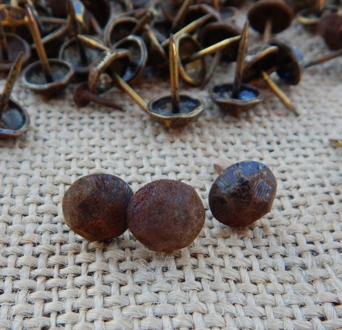 Brass Upholstery Tacks / 101 Brass Upholstery Brads / Etsy
