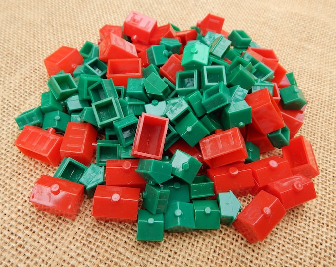 Monopoly Red and Green Houses & Hotels / Plastic Monopoly Pieces / 150 Monopoly Red Green Game