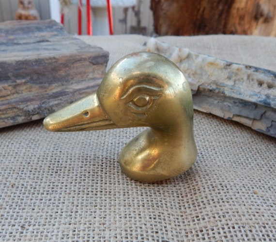 Small Brass Duck Head / Brass Screw on Duck Head Topper / Brass