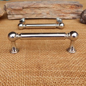 2 Chrome Plated Heavy Bar Type Pulls  ~  2 Reclaimed Chrome Plated Silver Finish Bar Pulls  ~  Shiny Silver Finish Chrome Plated Pulls
