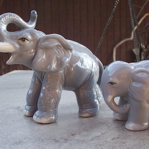Ceramic Porecelain Lucky Gray Elephant Figurine Collectible