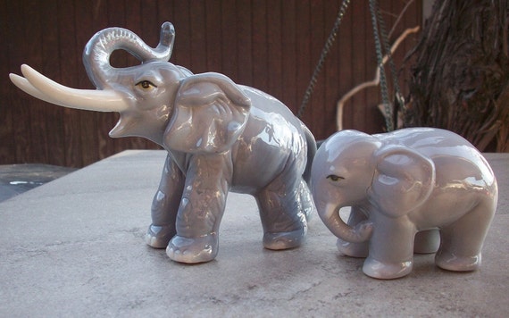 Elefantes de cerámica gris / Figuras de elefante / Elefante adulto gris  GRATIS Elefante bebé gris / Elefante madre y bebé -  México