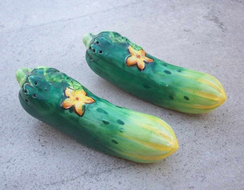 Pickle Cucumber Salt and Pepper Shakers Japan Etsy
