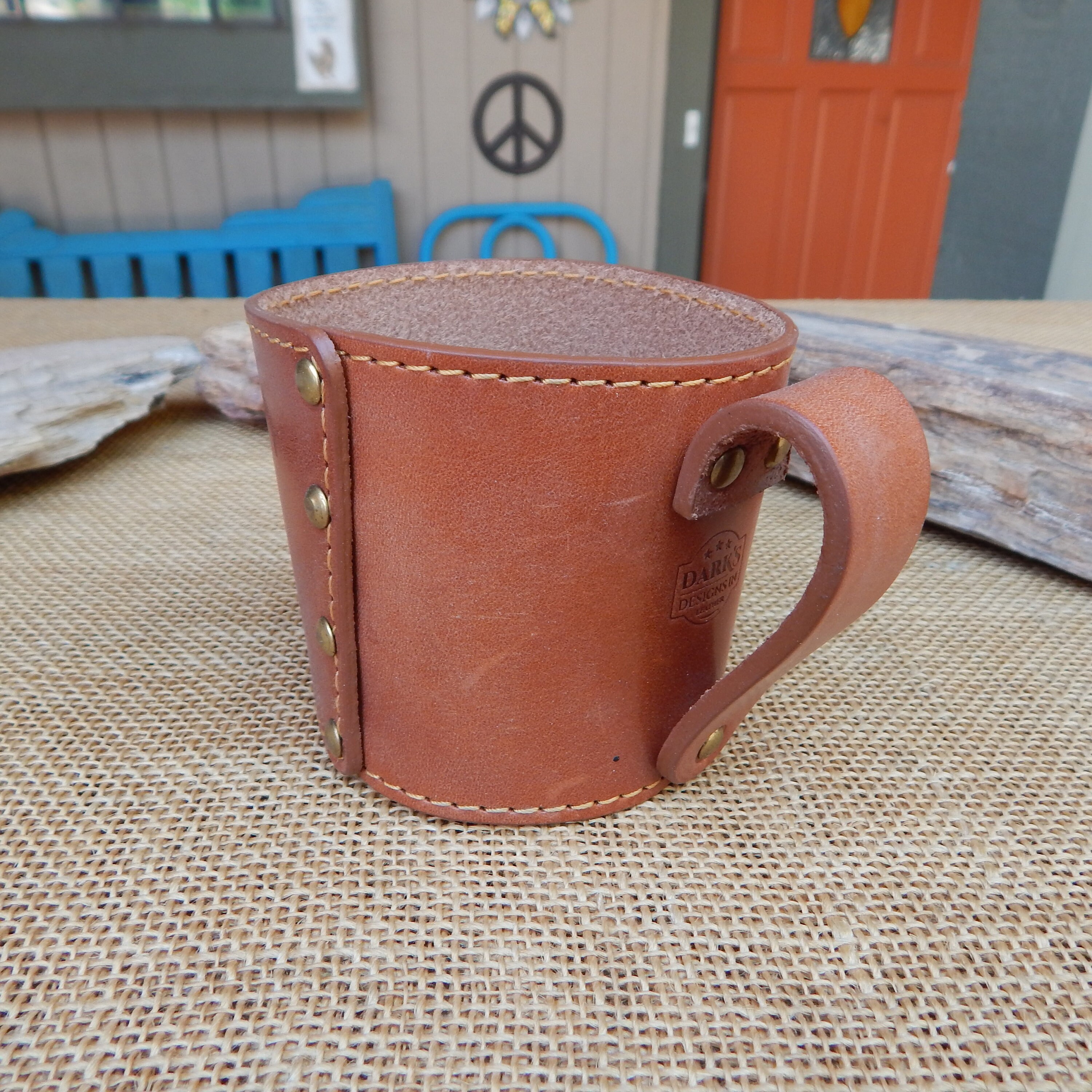 Vintage Leather Can Cozie (koosie) With Handle ~ Genuine Leather