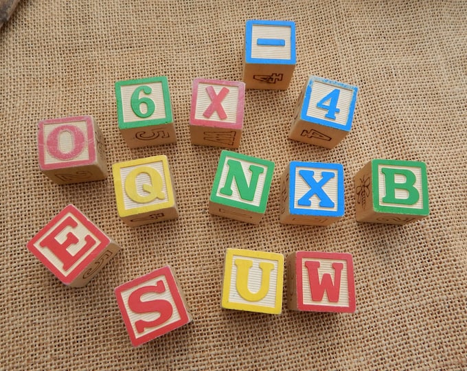 13 Wooden ABC Blocks / 13 Wooden Blocks With Letters and Pictures / 1 1 ...