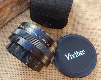 Vivitar Automatic Tele Converter Lens  /  2x-21 with Case  /  Made in Japan  /  Camera Lens  /  Vivitar Camera Lens in Case
