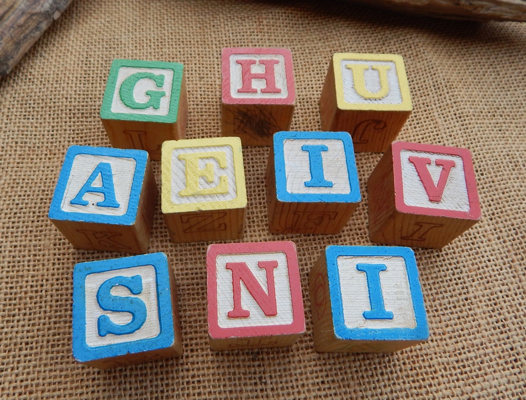 10 Wooden ABC Blocks / 10 Wooden Blocks With Letters and - Etsy