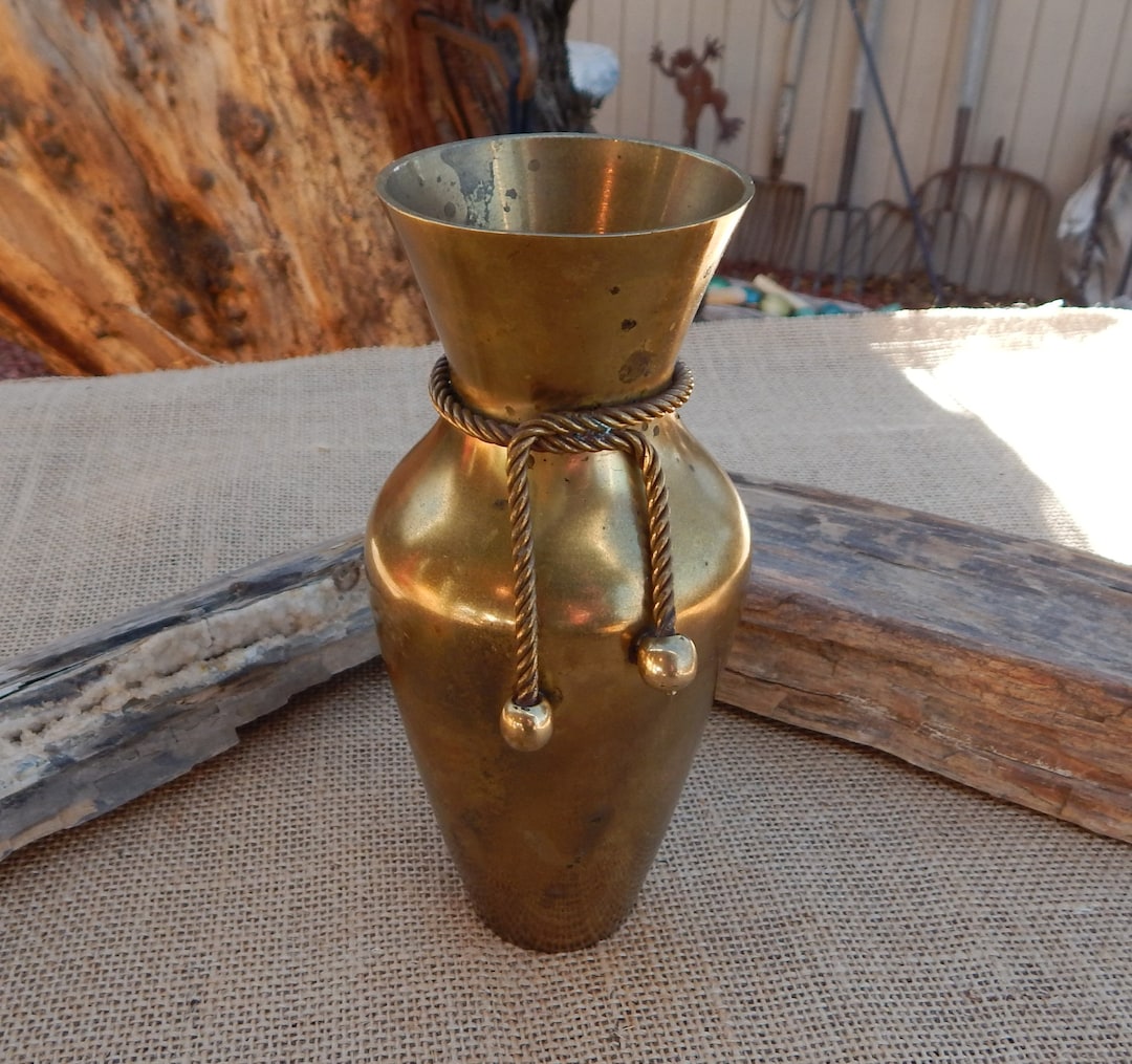 Vases With Ropes Brass Vase With Rope Design / 6 3/4