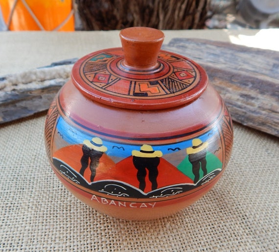 Abancay Peru Redware Lidded Jar / Raro y Difícil de Encontrar | Etsy México
