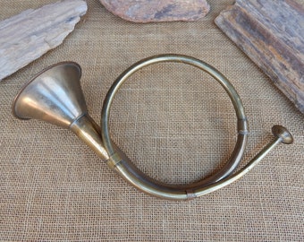 Vintage Solid Brass Bugle Hand Crafted in India  ~   Vintage Brass Decorative Bugle  ~  12" x 6 1/2" Solid Brass Bugle  ~  Made in India