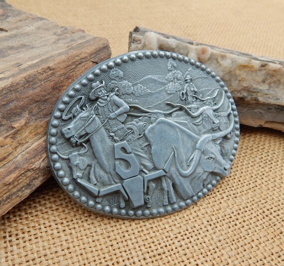 Zee Series Award Design Medals Long Horn Belt Buckle Round up