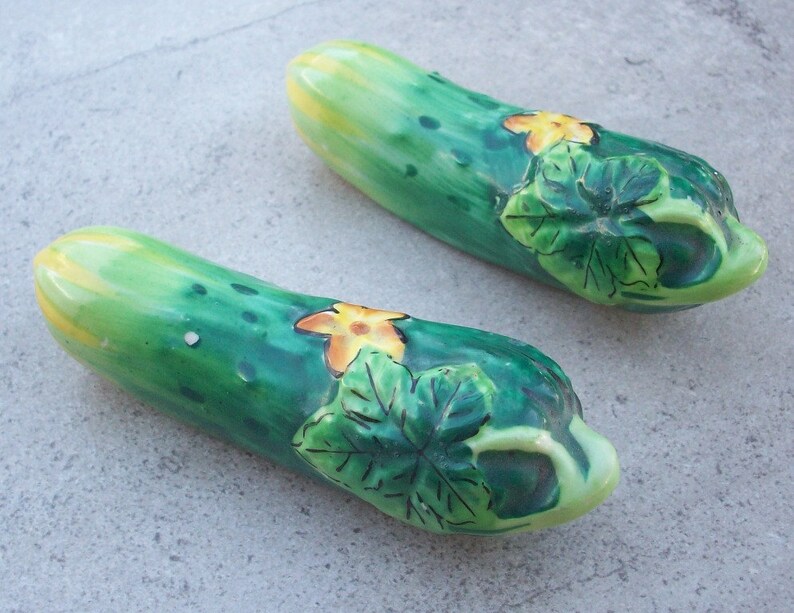 Pickle Cucumber Salt and Pepper Shakers Japan Etsy