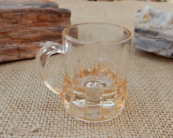 Orange Federal Glass Mug Shot Glass  /  Mug Shot Glass  /  Light Peach Mini Mug Shot Glass  /  Mini Mug Toothpick Holder