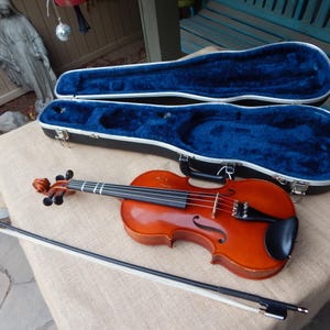Vintage Meisel 14" Viola (23" Overall Length)  ~  Hard Case with Royal Blue Interior  ~   Restored to Working Condition  ~  New Box Rosin